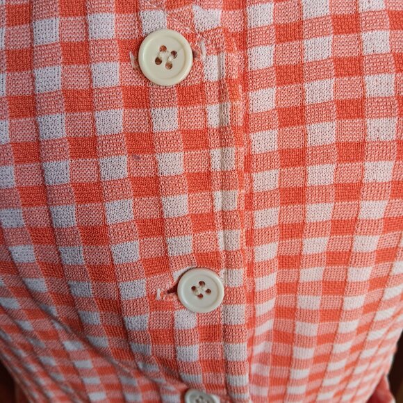 Medium Vintage Granny Western Top Red White Gingham Sleeveless Blouse 1970's - Picture 3 of 7